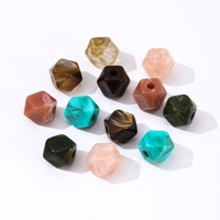 Perles en acrylique vintage géométriques à facettes, grand trou, 12 mm, pour la fabrication de bijoux, bracelets, colliers et vêtements de bikini (vente en gros)