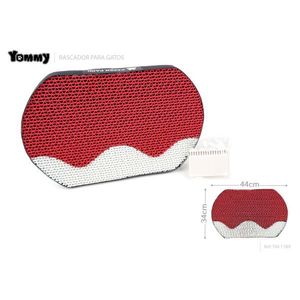 แผ่นรองข่วนเล็บแมว ยี่ห้อโยมมี่ ขนาด 44x34 ซม. สีแดงขาว พื้นผิวกันลื่น สำหรับแมวเลี้ยงในบ้าน - Product Image 1