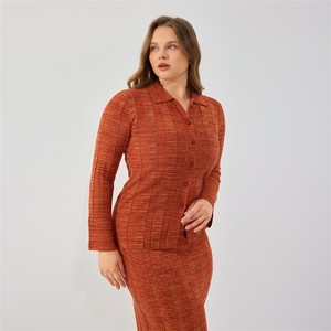 Conjunto de 2 Piezas de Ropa de Invierno para Mujer 2026, Talla Grande, Color Terracota, Estilo Casual, Cárdigan y <span class=keywords><strong>Falda</strong></span> de Punto, Estilo Diario Chic - Product Image 2
