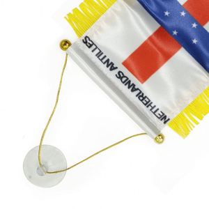 Custom Logo Hanging Netherlands Antilles Pennant <b>Flag</b> Digital Printed for Car Rearview Mirror and Home Decoration - Product Image 2