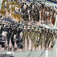 Lot de cheveux humains de qualité supérieure en gros avec logo, cheveux lisses mélangés colorés et fermeture, boîte d'extension de cheveux