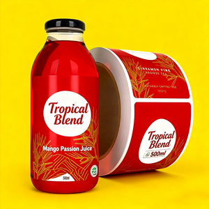 Étiquette autocollante holographique résistante à l'huile pour bouteille de jus de 5/1 gallon, étiquette personnalisée imperméable en PVC pour boissons - Product Image 2