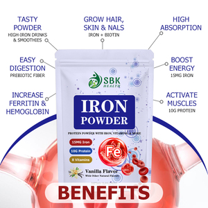 Poudre de fer de haute qualité avec augmentation totale des glucides, ferritine, hémoglobine, à utiliser quotidiennement pour augmenter l'absorption et la formation - Product Image 6