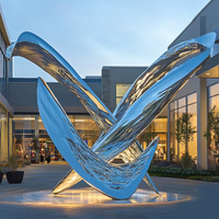 Statue personnalisée haut de gamme en métal, sculpture d'ailes d'ange en acier inoxydable pour usage extérieur, art de jardin, décoration de pelouse, ornement paysager
