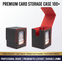 Boîte de rangement pour cartes en cuir PU, étui pour 100 cartes TCG à double pochette, style tendance sans fermeture pour les professionnels