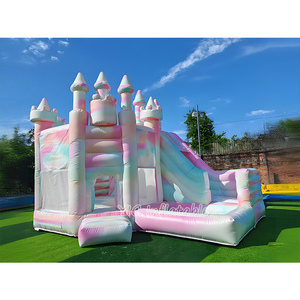 Casa de rebote blanca inflable para niños, gorila inflable de boda blanca, Castillo de salto combinado con tobogán y pozo de bolas - Product Image 1