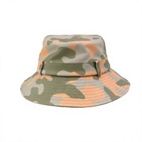 Chapeau Bob Camouflage Orange et Vert Personnalisé à Large Bord pour la Chasse et la Protection Solaire en Extérieur