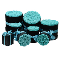 Boîte cylindrique en gros pour la fête des Mères, la Saint-Valentin, les remises de diplômes, Noël, avec roses bleues stabilisées, éternelles, immortelles, préservées
