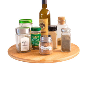 Bamboo Spice <b>Tray</b> Round 35x35x1.5cm Minimalist Kitchen <b>Storage</b> Stand For Spices - Product Image 1
