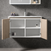 Meuble de salle de bain mural moderne avec miroir LED, étagères de rangement multifonctionnelles et grande capacité de stockage