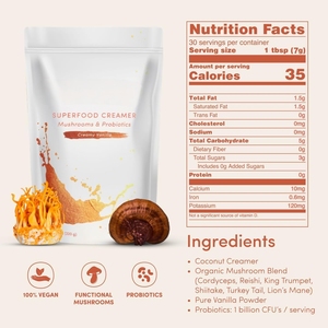 Vanille Latte Probiotischer Kaffee-<span class=keywords><strong>Creamer</strong></span> Organische Adaptogene Pilze & Probiotika für Energie & Verdauung in Beutel Verpackt - Product Image 2
