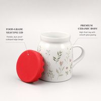 Mug à lait créatif en forme de pot de lait, 12 oz (360 ml), en céramique blanche, avec couvercle en silicone personnalisé pour le petit-déjeuner