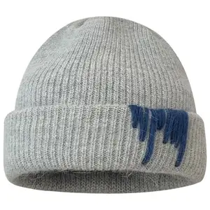 Berretti Unisex con Logo personalizzato a coste in maglia invernale di lusso caldo berretto con risvolto per donna uomo