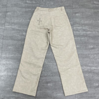 Pantalon cargo ample en cuir ciré personnalisé pour homme, style streetwear décontracté, avec broderies et clous décoratifs