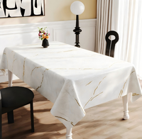 Nappe carrée en PVC à texture marbre gris naturel, impression personnalisée, taille et couleur au choix, imperméable, anti-taches, style tropical de luxe léger