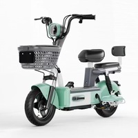 Bicicleta Eléctrica de Doble Asiento de Acero de Alto Carbono, 48V 350W 14 Pulgadas, Precio Económico, Largo Alcance, para Desplazamientos Familiares, Venta Directa de Fábrica