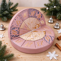 Boîte de calendrier de l'avent rigide en forme d'éventail personnalisée |   Boîte à tiroirs pour compte à rebours de 24 jours, emballage cadeau de luxe pour la beauté de Noël