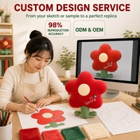 Coussin en peluche rond en forme de fleur rouge avec panneaux de tige et de feuilles vertes, coussin mignon pour la décoration d'un coin lecture et cadeau idéal pour une chambre confortable