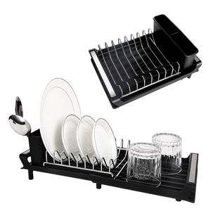 Stainless Steel Extensible Dish Drainer Removable Cutlery Holder Dish <b>Drying</b> <b>Rack</b> Extendable Kitchen Dish <b>Rack</b> - Product Image 1