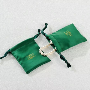 Pochettes personnalisées en Satin avec Logo, nouvelles pochettes de stockage pour bijoux, or, argent, noir, rose, violet, blanc, avec cordon de serrage - Product Image 2