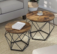 Table basse ronde en bois de style nordique rétro, tendance minimaliste, durable et écologique, modèle KFZ08, pour salons, chambres et balcons.