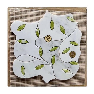Mosaïque moderne en marbre et verre à motif floral découpé au jet d'eau pour crédence <span class=keywords><strong>de</strong></span> cuisine, mur <span class=keywords><strong>de</strong></span> salle <span class=keywords><strong>de</strong></span> bain, décoration intérieure/extérieure - Product Image 6