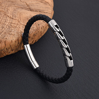 Bracelet en Cuir Tressé Fait Main, Bijoux Tendance pour Hommes et Garçons, Bracelet Personnalisé en Cuir