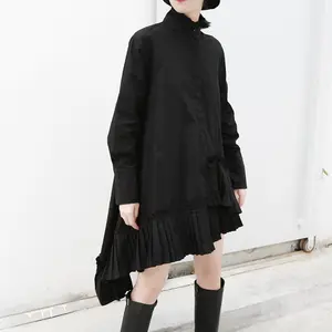 FModern 여성 화이트 블랙 셔츠 드레스 의류 드롭 배송 의류 숙녀 섹시한 긴 소매 드레스 레이디