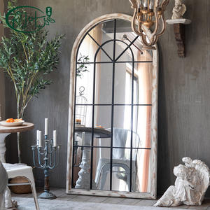 Espejo de pie vintage con marco de madera maciza blanca, espejo decorativo de cuerpo entero para dormitorio, vestidor y decoración del hogar. - Product Image 1