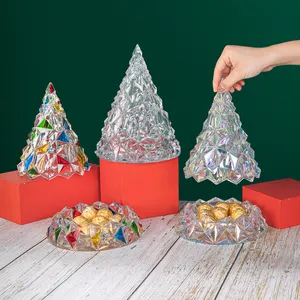 Новогодняя елка стеклянная банка для конфет, модная популярная стеклянная банка для сахара зеленого цвета, Высококачественная Стеклянная банка для конфет ручной работы