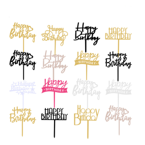 Décoration de gâteau en acrylique, une couche pour joyeux anniversaire, cuisson de fête, décoration pour cupcake, 1 pièce - Product Image 1