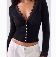 Pull en dentelle tricoté ajusté pour femme, nouvelle collection automne 2026, style européen et américain