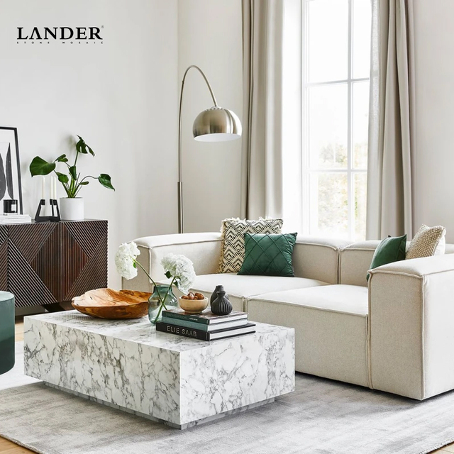 Living Room Marble Coffee Table Plinth Stand Set Luxury ARABESCATO CORCHIA White Marble Coffee Tea Table Arabescato Low Plinth
