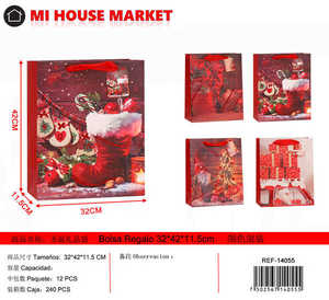 Borsa regalo natalizia Mi House Market in plastica di medie dimensioni con design festivo per regali natalizi - Product Image 1