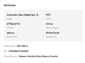Alcohol Cetil Estearílico C16-18 |   Alcohol cetosteárico de grado cosmético – Materia prima funcional como emulsionante y espesante cosmético - Product Image 6