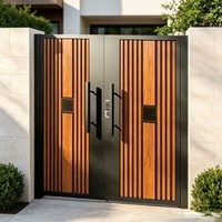 Elektrische aluminiumlegering buitendeur met poedercoating, moderne luxe stijl, aanpasbare afmetingen, huiselijke beveiliging, UV-bestendig.