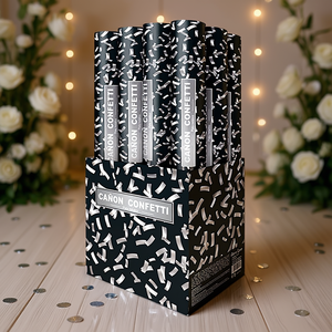 Cañón de confeti Party Love de 40 cm, metálico plateado, redondo, para fiestas y bodas, material de papel duradero - Product Image 2