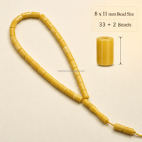 Tasbih en résine ambre miel blanc, perles de prière musulmanes 8*11mm, 33+2 perles en forme de barillet, Subha de haute qualité, vente en gros, personnalisable