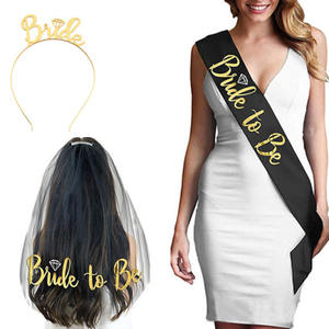 Kit de décoration pour fête prénuptiale avec accessoires pour future mariée, voile décoré or rose et écharpes assorties pour cadeau de fête de bachelorette - Product Image 4