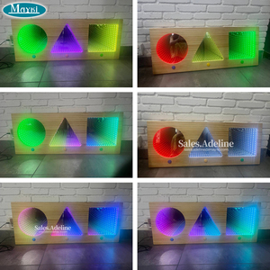 Panel de Luz LED con Espejo Infinito y Marco de Madera, Juguete Interactivo para <span class=keywords><strong>Terapia</strong></span> del Autismo, para Habitaciones Sensoriales Infantiles - Product Image 6