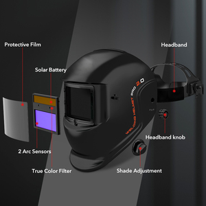 Mặt nạ hàn tự tối tự động TRQ <span class=keywords><strong>2</strong></span> Arc Sensor Wide Shade 4/9-13 TIG/MIG/ARC, đèn LED tùy chỉnh, năng lượng mặt trời - Product Image 4