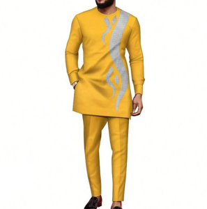 Abito Casual da uomo stile etnico africano pantaloni ricamati a maniche lunghe vestito per il tempo libero - Product Image 1