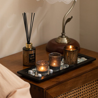 Coffret cadeau LANJO diffuseur de parfum et bougie parfumée avec plateau miroir, kit d'ambiance pour salon, chambre, hôtel