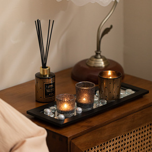 LANJO Black Reed <b>Diffuser</b> & Scented Candle Gift Set With Mirror Tray Home Fragrance Kit For Living Room Bedroom Hotel Decor - Product Image 3