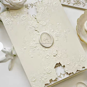 Cartes d'invitation personnalisées en relief avec impression vanille pour événements spéciaux, mariages, impression offset en relief faite à la main - Product Image 2