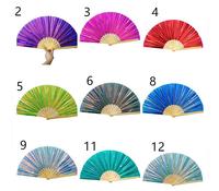 PVC Cool Holo graphic Irides cent Reflective Folding Bambus ventilatoren Rave Large Hand ventilator