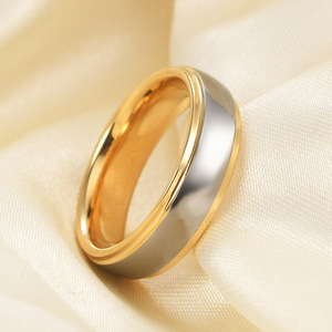 <b>Tungsten</b> Carbide Two Tone Gold Ring 6mm Round Wedding Band Unisex Fashion Jewelry - Product Image 2