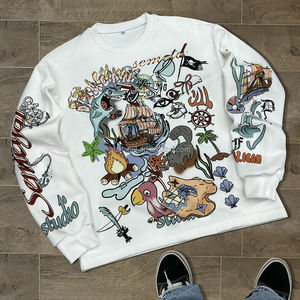 Qianshi Hersteller Custom Thermal Waffle Strick Langarm Bedrucktes Oversized Luxus Hip Hop Langarm T-Shirt für Herren - Product Image 1