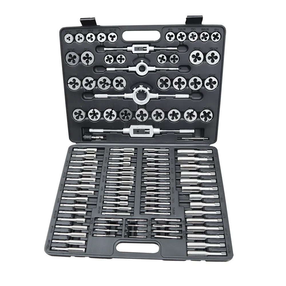 110Pcs Alloy Steel Hand Use Tap and Die Set for Steel Screw Thread Tapping and Cutting in Box