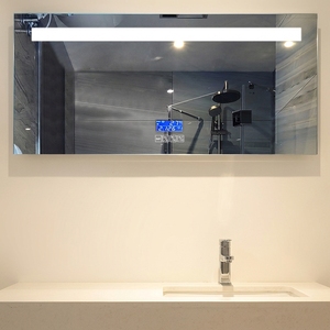 Miroir de salle de bain intelligent à LED rétroéclairé en aluminium noir rectangulaire moderne avec interrupteur tactile, miroir mural pour la décoration de la maison - Product Image 4